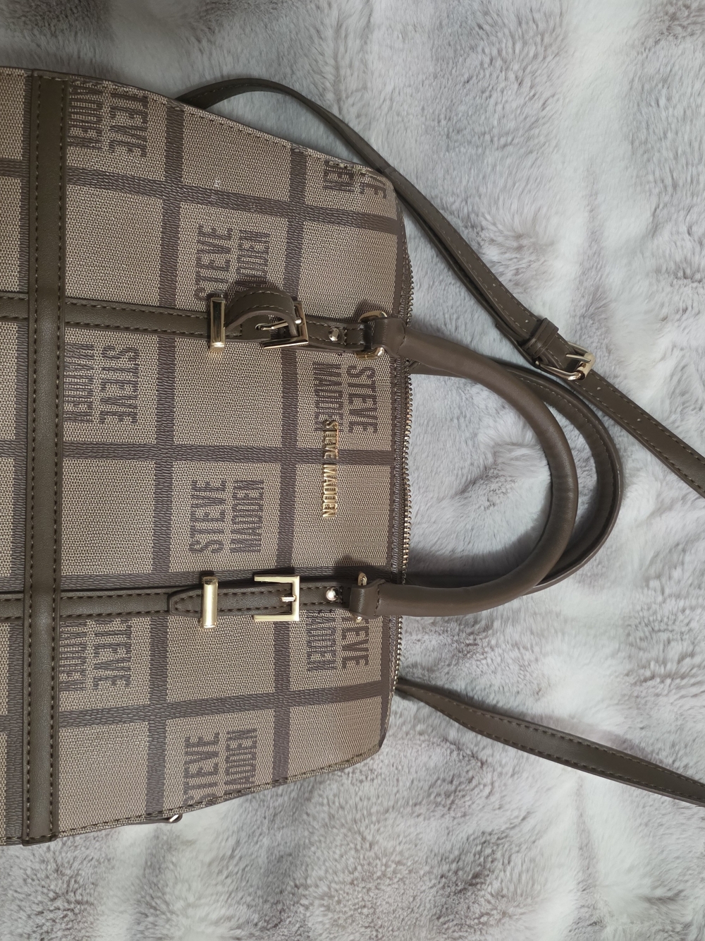 Steve Madden Taupe Logo Tote Bag